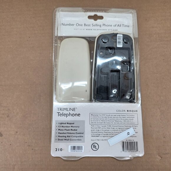 NOS Vintage AT&T Trimline 210 Bisque Corded Push Button Receiver Phone - Picture 5 of 16
